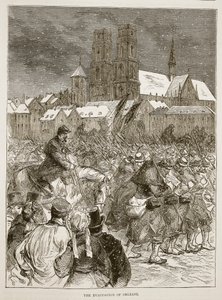Evakueringen av Orleans, december 1870, illustration från Cassells historia om kriget mellan Frankrike och Tyskland, 1870-1871 av French School