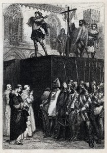 Avrättningen av Conradin (eller Conrad av Hohenstaufen) kung av Sicilien och hertig av Schwaben (1252-1268) på order av Karl av Anjou efter slaget vid Tagliacozzo 1268” (Avrättning av Conradin (eller Conrad den yngre), sista Staufer kung av Sicilien, efter av French School