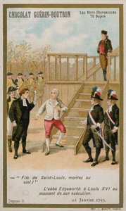 Avrättningen av kung Ludvig XVI av Frankrike, 21 januari 1793. (chromolitho) av French School