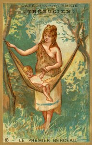 Den första vaggan (chromolitho) av French School