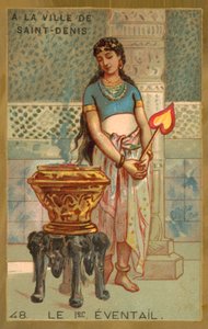 Den första fläkten (chromolitho) av French School