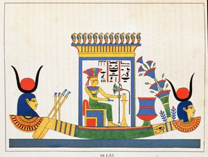 Gudinnan Anuket, illustration från Pantheon egyptien: samling mytologiska karaktärer från det antika Egypten av Jean-Francois Champollion, publicerad ca 1986 av French School