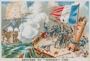 Det franska örlogsfartygets hjältemod Vengeur du Peuple, 1794. av French School