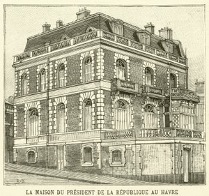 Frankrikes presidents hus i Le Havre (gravyr) av French School