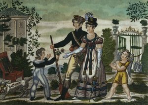 Jägarna återvänder, skylt 4, tidigt 1800-tal (färgstick) av French School