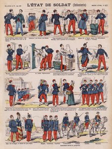 En fransk infanterisoldats liv (färg litho) av French School