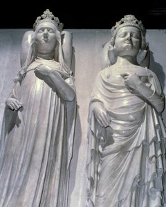 Marmorfyndigheterna av drottning Jeanne av Evreux (1307-1371) och kung Charles IV Le Bel (1294-1328). Det är samma modell som Maubuisson, gjord på order av drottningen av Jean de Liege (känd omkring 1357-1381). Basilica of Saint Denis, kunglig nekropol. av French School