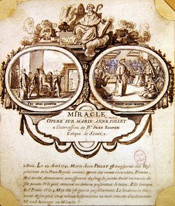 Marie-Anne Pollets mirakel, ca 1741 (akvarell och bläck) av French School