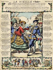 Den gamla populära sången. Bild på Epinal från 1800-talet av French School