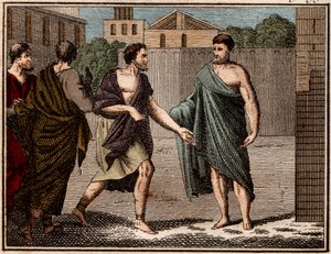 Utfrysningen av Aristides den rättvise (c530-c468 f.Kr.), antik grekisk (atenisk) soldat och statsman. av French School