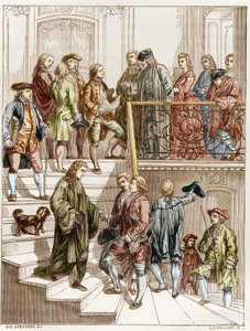 1700-talets filosofer i Voltaires trappa (Francois Marie Arouet dit av French School
