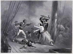 Piraten Morgan kidnappar den vackra spanjorskan - i "General History of the Navy" av bröderna E och V Penaud av French School