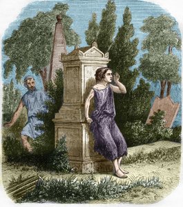 Antikens prostituerade, Grekland: Hetaires gjorde öppet sin lilla metier. Engravurein "Prostitutionens och utsvävningens historia bland alla världens folk från antiken till våra dagar" av Dr Th. -F. Debray. 1879. av French School