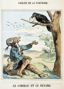 Korpen och räven - i "" Fables"" av La Fontaine av French School