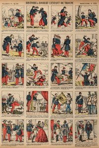 Berättelsen om Robert, truppens barn (färgad gravyr) av French School
