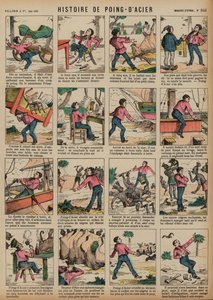 Historien om Steel Fist (färgad gravyr) av French School