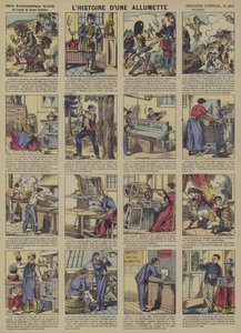 Historien om en tändsticka (färg litho) av French School