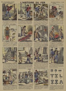 Historien om järn (färg litho) av French School