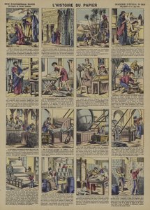 Historien om papper (färg litho) av French School