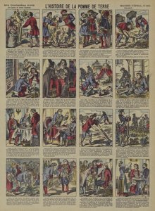 Historien om potatisen (färg litho) av French School