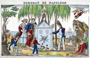 Napoleon Bonapartes grav på ön St Helena. Bild på Epinal av French School