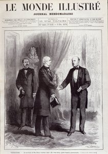 Besöket av Marechal Patrice av Mac Mahon (Mac-Mahon) (1808-1893) hos president Jules Grevy (1807-1891). I "" Le Monde illustrious", februari 1879. av French School