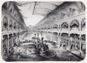 Vattengymnastiksalen på Champs-Elysees i Paris, 1847 av French School