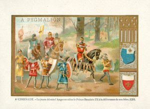 Den unge Alexios IV Angelos tar med sig Baldwin IX, greve av Flandern, för att befria sin bror, fjärde korståget av French School