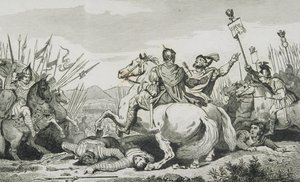Theodoric slain in Battle Against Attila, nära Chalons, från 