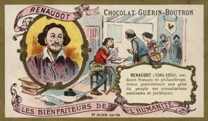 Theophraste Renaudot, fransk läkare och filantrop (chromolitho) av French School