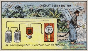 Termometer med lägsta temperaturlarm (chromolitho) av French School