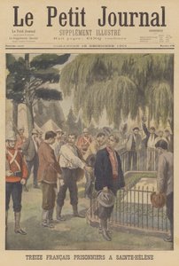 Tretton franska fångar på St Helena (färg litho) av French School