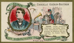 Thomas Edison, amerikansk uppfinnare (chromolitho) av French School