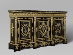 Tredörrars skåp, ca 1835-38 (förgyllt trä med brons) av French School