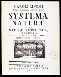 Titelsidan "" Naturliga system"" av Linné av French School