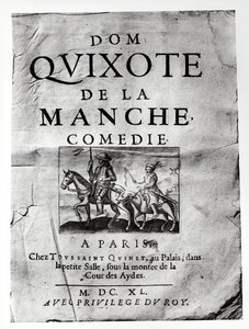 Titelsida från Dom Quixote de La Manche Comedie av Guerin de Bouscal, 1640 av French School