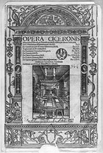 Titelsidan för Opera Ciceronis, publicerad 1520 av French School