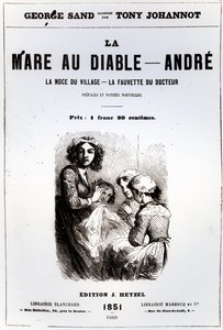 Titelsidan för The Devils Pool av George Sand, illustrerad av Tony Johannot, 1851 av French School
