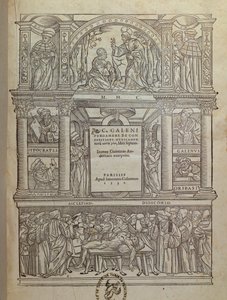Titelsidan på en bok av Galen (c.131-c.201), publicerad i Paris, 1530 av French School