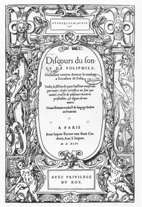 Titelsidan för "Diskurs om drömmen om polifil" av French School