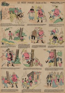 Tom Thumb (färgad gravyr) av French School