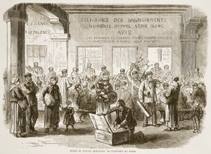 Verktyg i pant återlämnades till arbetare i Paris, illustration från Cassells historia om kriget mellan Frankrike och Tyskland, 1870-1871 av French School