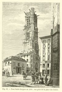 Tour Saint-Jacques 1830, vy tagen från Place du Cloitre av French School