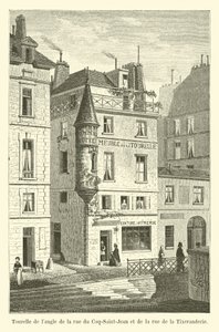 Torn i hörnet av rue du Coq-Saint-Jean och rue de la Tixeranderie av French School