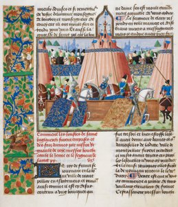 Tournament, från Froissarts Chronicle, Vol. IV, sent 1400-tal (vellum) av French School