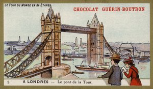 Tower Bridge, London (chromolitho) av French School