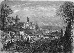Förvandlingar av Paris under det andra imperiet, Haussmannska Paris: öppnandet av Boulevard Arago. Gravyr i ""Le Monde Illustre"" nr 568 den 29 februari 1868. av French School