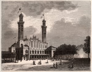 Trocadero i Paris - gravyr i "La France illustrée: geografi, historia, statistisk administration" av V.A. Malt-Brown. 1884 av French School