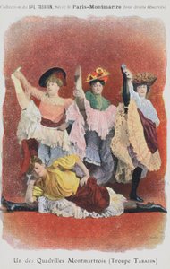 Tabarin-truppen dansar på Bal Tabarin (färglitografi) av French School