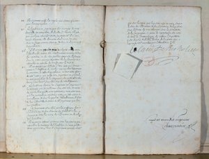Två sidor från den franska akademins stadgar, 1635 (bläck på papper) (se även 179947) av French School